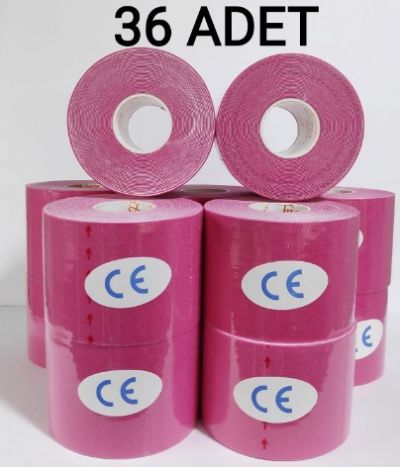 Bia Tape Kinesio 5 cm x 5 M - Pembe Rengi Sporcu Bandı 36`lı (Pakette 36 Adet)