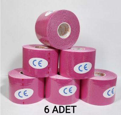 Bia Tape Kinesio 5 cm x 5 M - Pembe Rengi Sporcu Bandı 6`lı (Pakette 6 Adet)