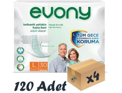 EVONY Belbantlı Hasta Bezi (L) 120 Adet 4 Paket