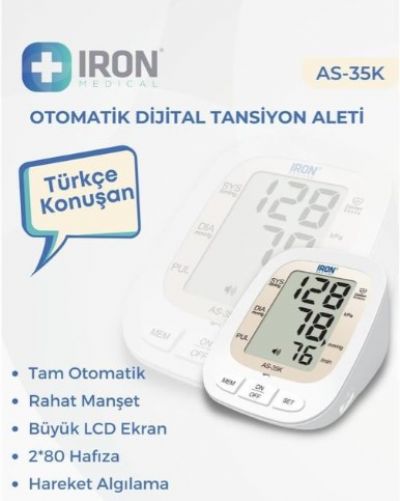 IRON TÜRKÇE KONUŞAN OTOMATİK DİJİTAL TANSİYON ALETİ AS35K