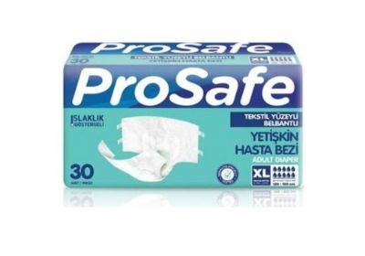 Prosafe Tekstil Yüzeyli Belbantlı Hasta Bezi 30`lu XL Hasta Bezi